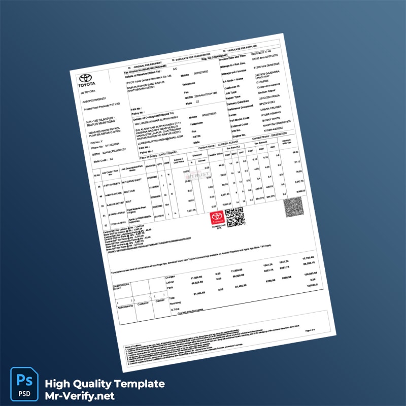 India JD Toyota Invoice Template in Word and PDF formats page 4 India JD Toyota Invoice Template in Word and PDF formats page 4