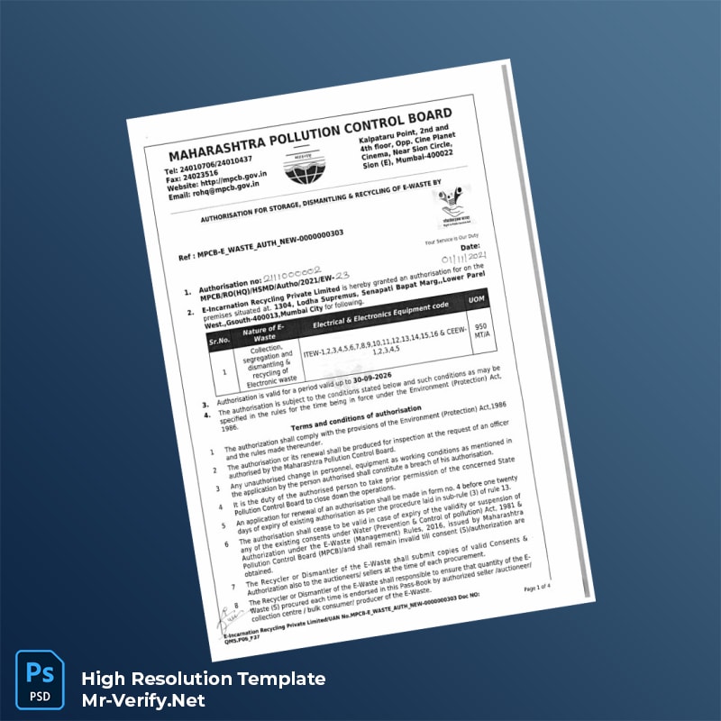 India%20Maharashtra%20Pollution%20Control%20Board%20Registration%20Certificate%20Template%20in%20Word%20and%20PDF%20formats Editable India Maharashtra Pollution Control Board Registration Certificate Word and Pdf Template Preview - Mr. Verify