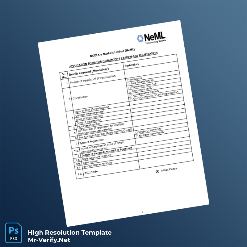 India%20NCDEX%20e%20Markets%20Limited%20Commodity%20Participant%20Registration%20Form%20Template%20in%20Word%20and%20PDF%20formats Editable India NCDEX e Markets Limited Commodity Participant Registration Form Word and Pdf Template Preview - Mr. Verify