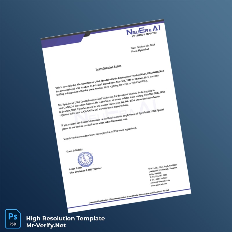 India%20NeuEra%20AI%20Private%20Limited%20Employment%20Verification%20Letter%20Template%20in%20Word%20and%20PDF%20formats-page2 Editable India NeuEra AI Private Limited Employment Verification Letter Template in Word and PDF formats page 2 Preview - Mr. Verify