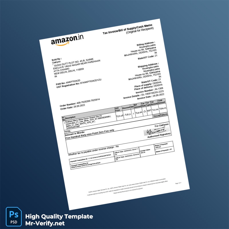 India Oaklynn Tax Invoice Template in Word and PDF formats India Oaklynn Tax Invoice Template in Word and PDF formats