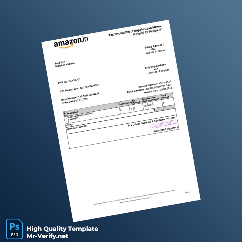 India Othree Systems Solutions Pvt Ltd Tax Invoice Template in Word and PDF formats India Othree Systems Solutions Pvt Ltd Tax Invoice Template in Word and PDF formats