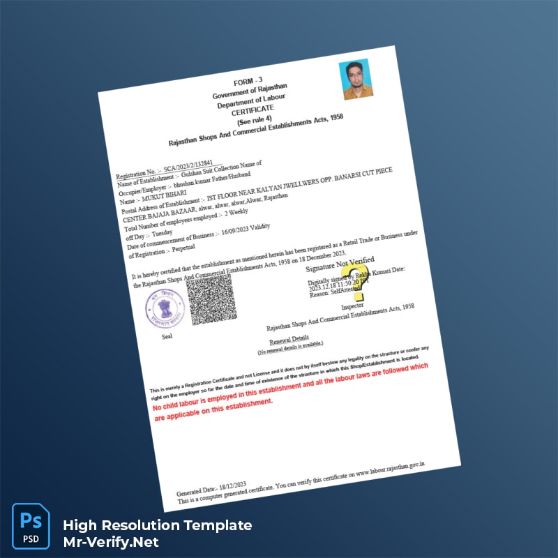 India%20Rajasthan%20Shops%20and%20Commercial%20Establishments%20Registration%20Certificate%20Template%20in%20Word%20and%20PDF%20formats Editable India Rajasthan Shops and Commercial Establishments Registration Certificate Word and Pdf Template Preview - Mr. Verify