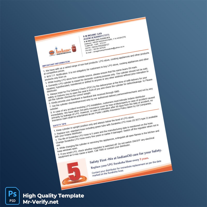 India S M Indane Gas AGENCIES Invoice Template in Word and PDF formats page 2 India S M Indane Gas AGENCIES Invoice Template in Word and PDF formats page 2