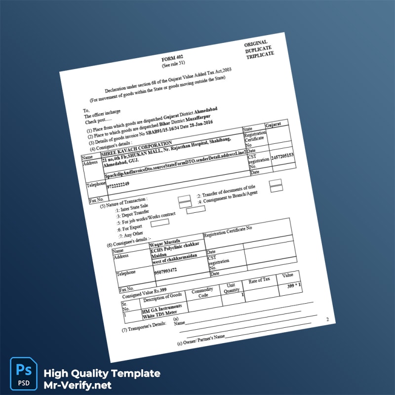 India Shree Kavach Corporation Invoice Template in Word and PDF formats page 2 India Shree Kavach Corporation Invoice Template in Word and PDF formats page 2