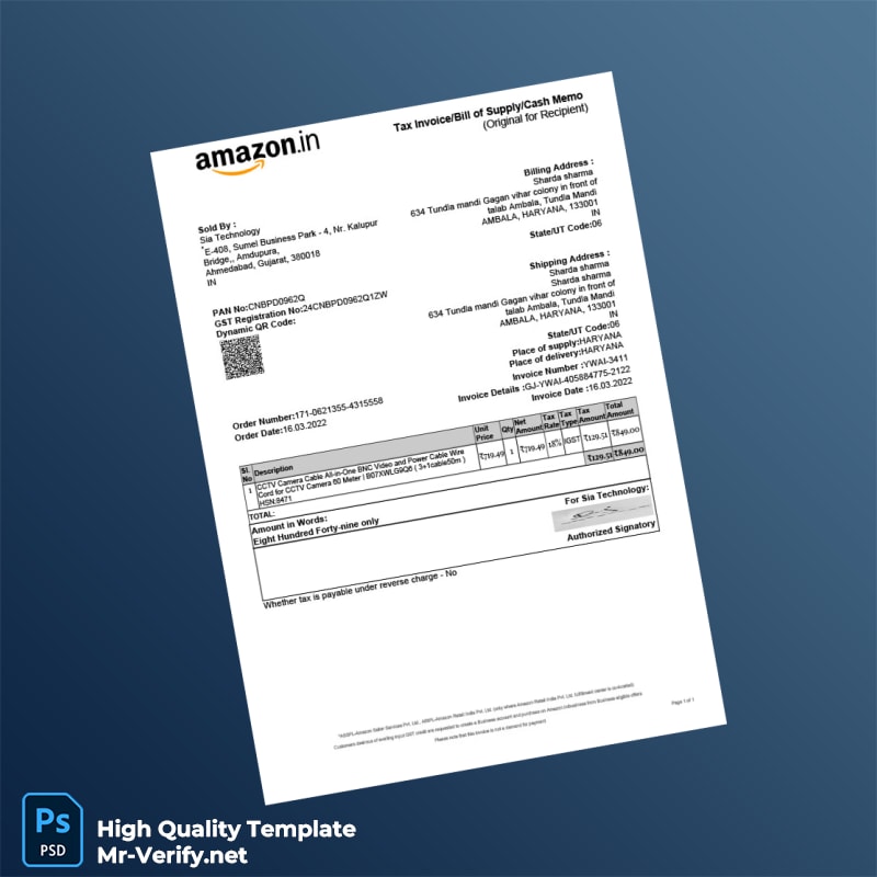 India Sia Technology Tax Invoice Template in Word and PDF formats India Sia Technology Tax Invoice Template in Word and PDF formats