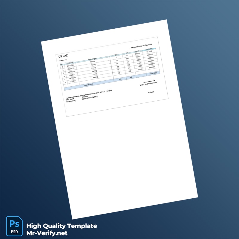 Indonesia Invoice Stue Template in Word and PDF formats page 5 Indonesia Invoice Stue Template in Word and PDF formats page 5