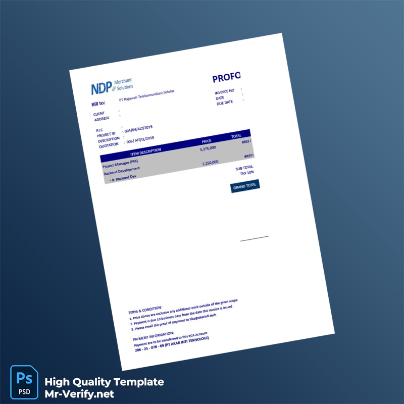 Indonesia PT Akar Inti Teknologi Invoice Template in Word and PDF formats page 5 Indonesia PT Akar Inti Teknologi Invoice Template in Word and PDF formats page 5
