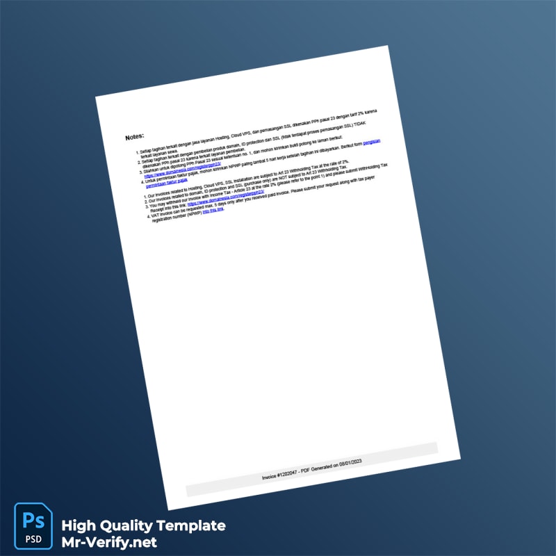 Indonesia PT Deneva Invoice Template in Word and PDF formats page 2 Indonesia PT Deneva Invoice Template in Word and PDF formats page 2