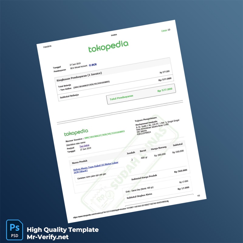Indonesia Two Online Invoice Template in Word and PDF formats Indonesia Two Online Invoice Template in Word and PDF formats