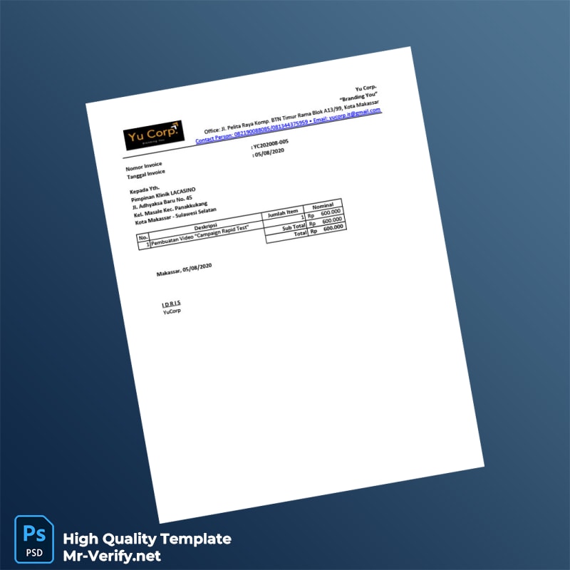 Indonesia YuCorp Invoice Template in Word and PDF formats page 2 Indonesia YuCorp Invoice Template in Word and PDF formats page 2