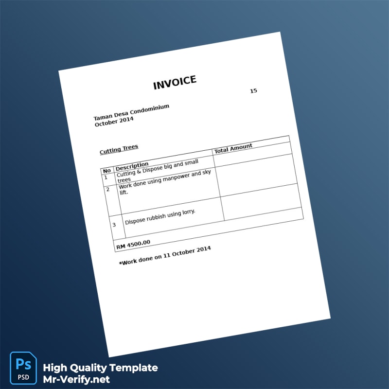 Malaysia Taman Desa Condominium Invoice Template in Word and PDF formats Malaysia Taman Desa Condominium Invoice Template in Word and PDF formats