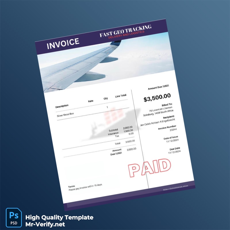 South Africa Invoice Template in Word and PDF formats South Africa Invoice Template in Word and PDF formats