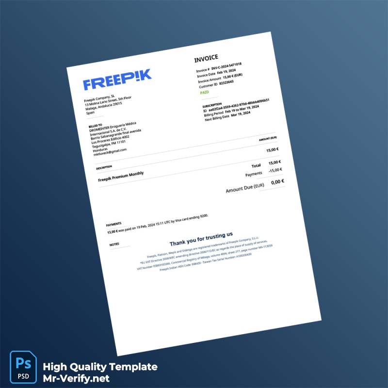 Spain Freepik Company Invoice Template in Word and PDF formats Spain Freepik Company Invoice Template in Word and PDF formats
