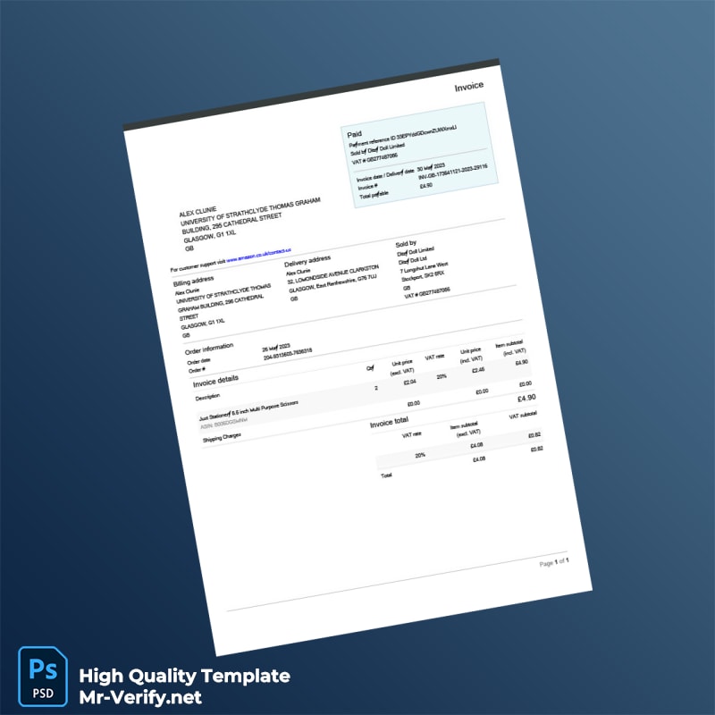 UK Ditzy Doll Limited Invoice Template in Word and PDF formats UK Ditzy Doll Limited Invoice Template in Word and PDF formats