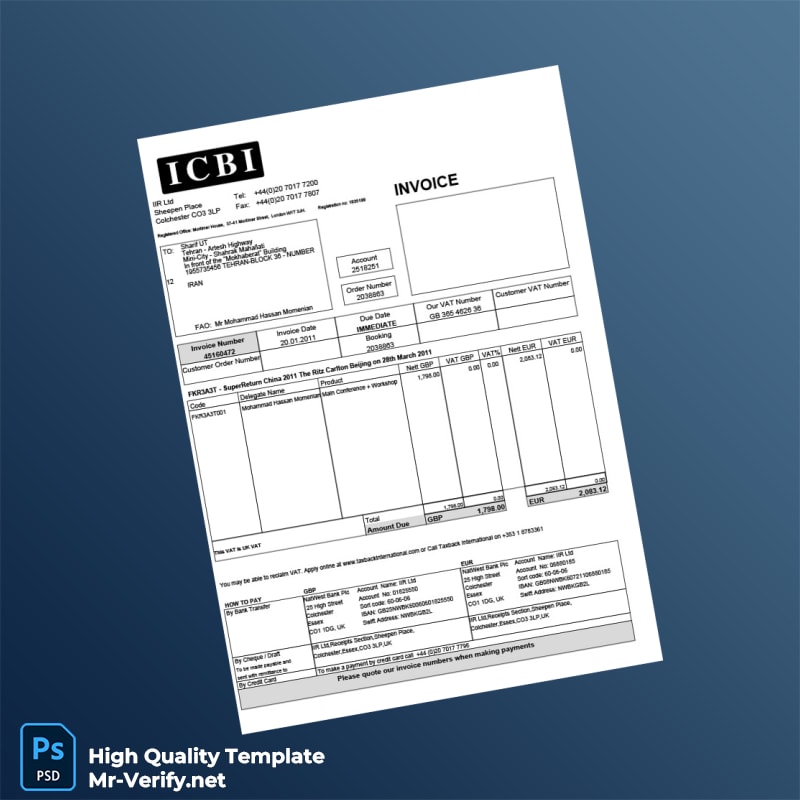 UK IIR Ltd Invoice Template in Word and PDF formats UK IIR Ltd Invoice Template in Word and PDF formats