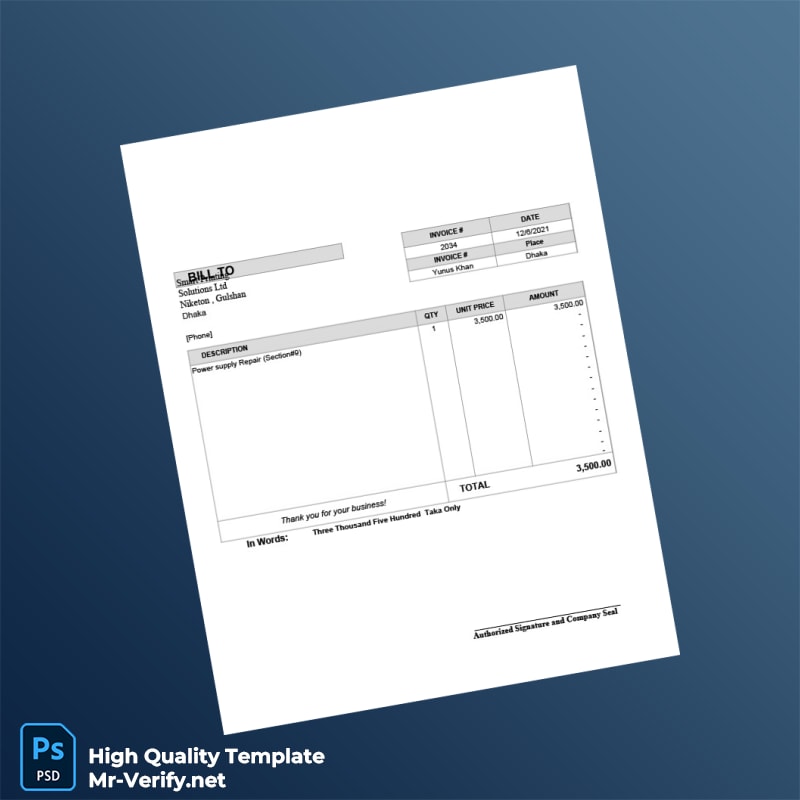 UK Smart Printing Solutions LTD Invoice Template in Word and PDF formats UK Smart Printing Solutions LTD Invoice Template in Word and PDF formats