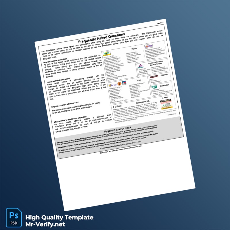 USA PlatePass LLC Invoice Template in Word and PDF formats page 2 USA PlatePass LLC Invoice Template in Word and PDF formats page 2