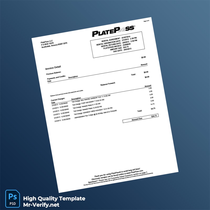 USA PlatePass LLC Invoice Template in Word and PDF formats page 3 USA PlatePass LLC Invoice Template in Word and PDF formats page 3