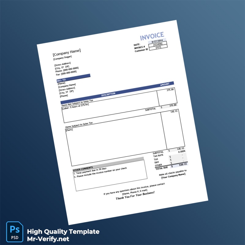USA Vendor Company Invoice Template in Word and PDF formats page 2 USA Vendor Company Invoice Template in Word and PDF formats page 2