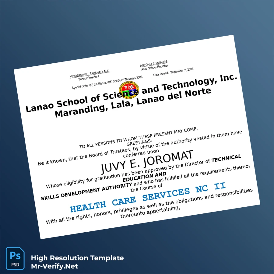 Philippines Lanao School of Science and Technology Inc Two-Year Information Technology Diploma-page2 Printable Philippines Lanao School of Science and Technology Inc Two-Year Information Technology Diploma page 2 Image Preview - PrintDocs